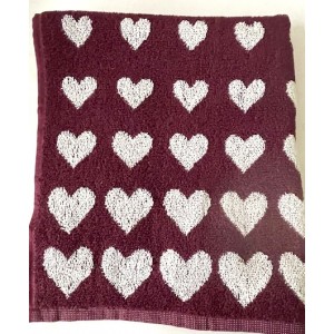 Hand- en Theedoek - Hearts - Burgundy